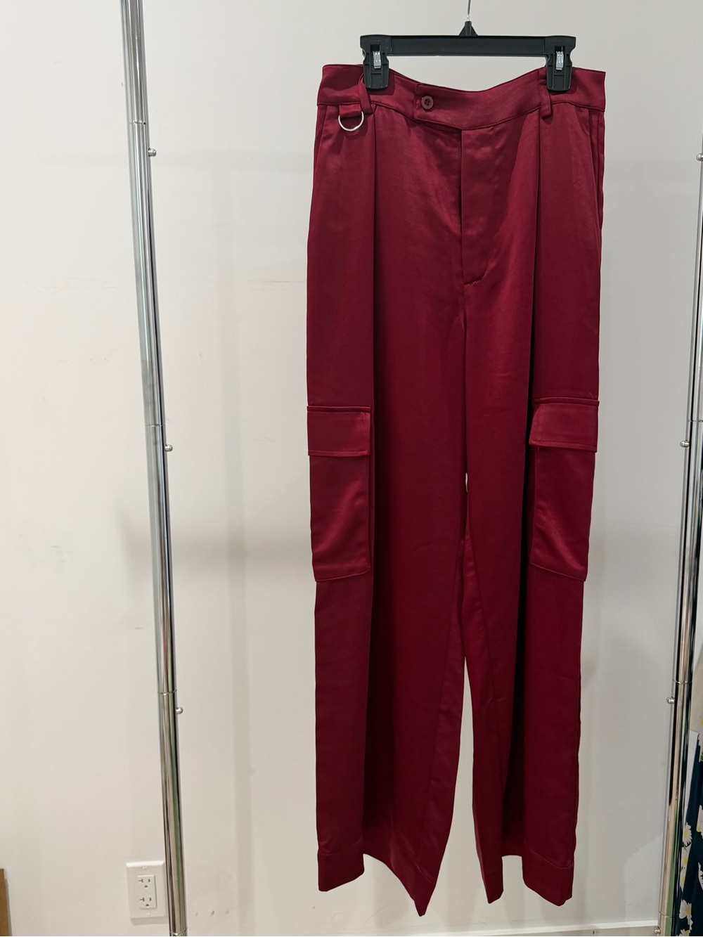 LNA Women's Cargo Wide-Leg Pants in Burgundy